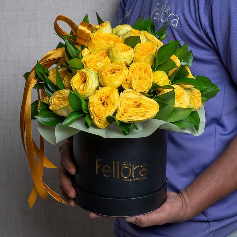 Yellow Peony Roses Flower Box-A549 - Image 2