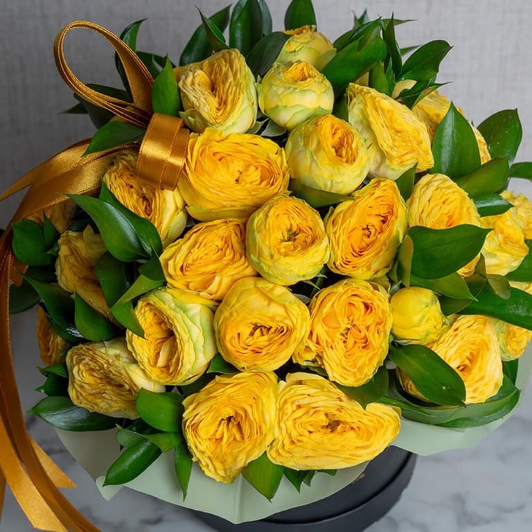 Yellow Peony Roses Flower Box-A549 - Image 4