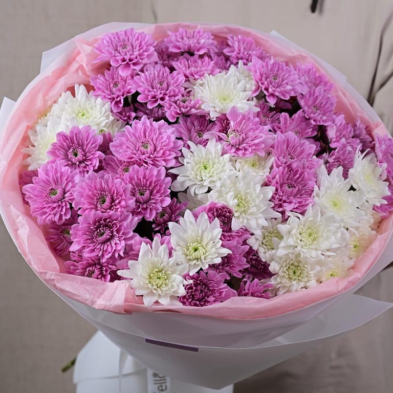 Pink And White Chrysanthemum Luxury Bouquet-A622 - Image 6
