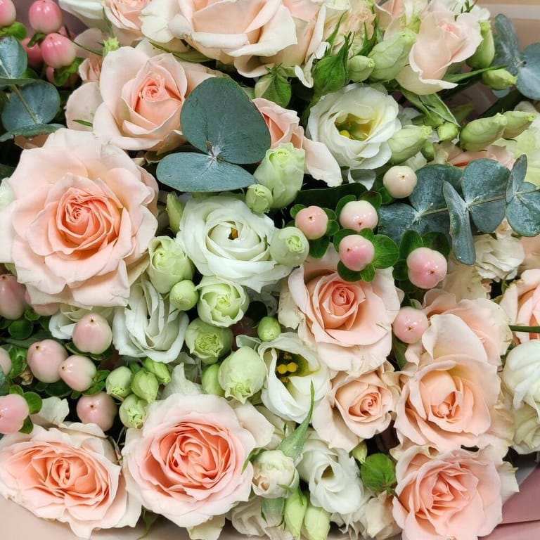 Pink Spray Rose And White Lisianthus Bouquet-A680 - Image 4