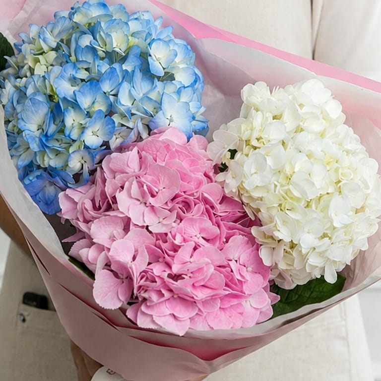 Pink Blue And White Hydrangea Bouquet-A694 - Image 3
