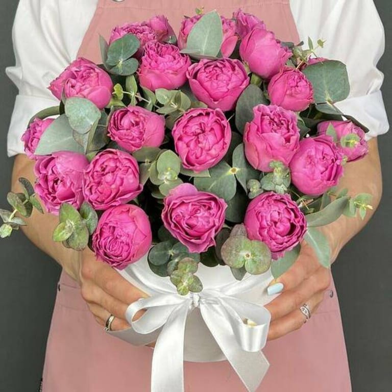 Pink Peony Roses Eucalyptus Luxury Flower Box-A713 - Image 2