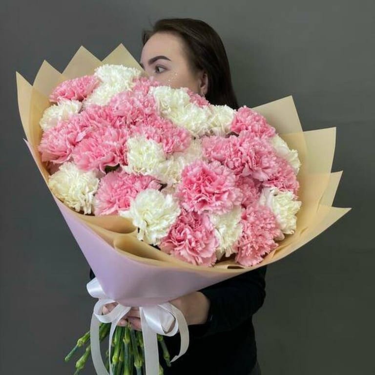 Pink And White Carnations Luxury Bouquet-A736 - Image 2