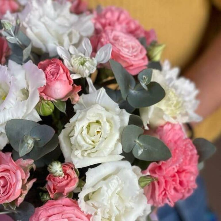 Pink Bombastic Spray Roses Lisianthus And Carnations Flower-A729 - Image 4