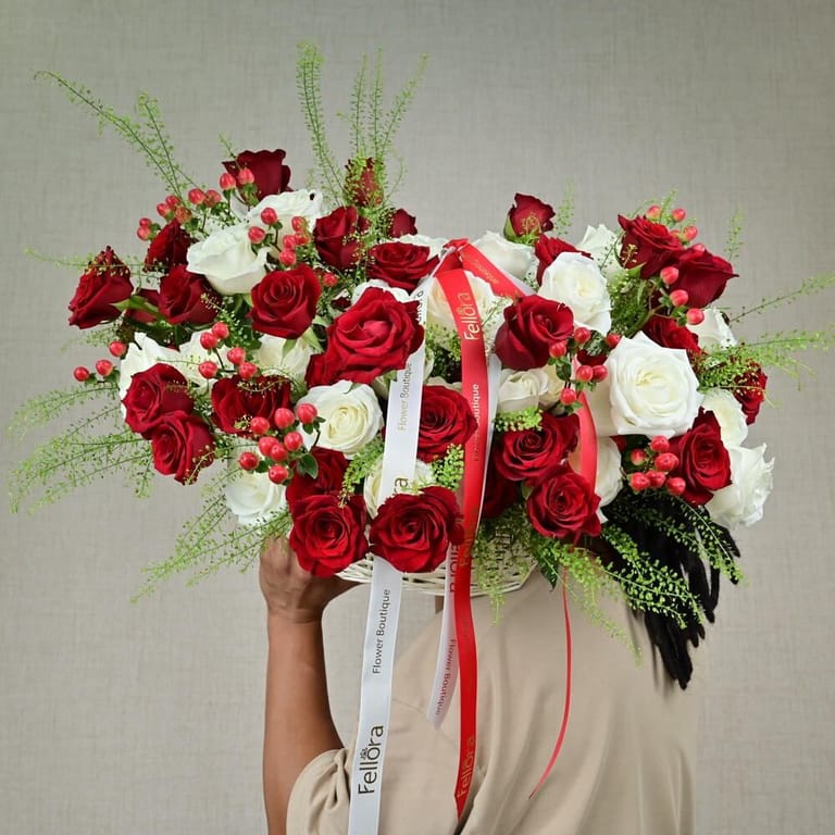 Red And White Roses Grand Luxury Basket-A777 - Image 2
