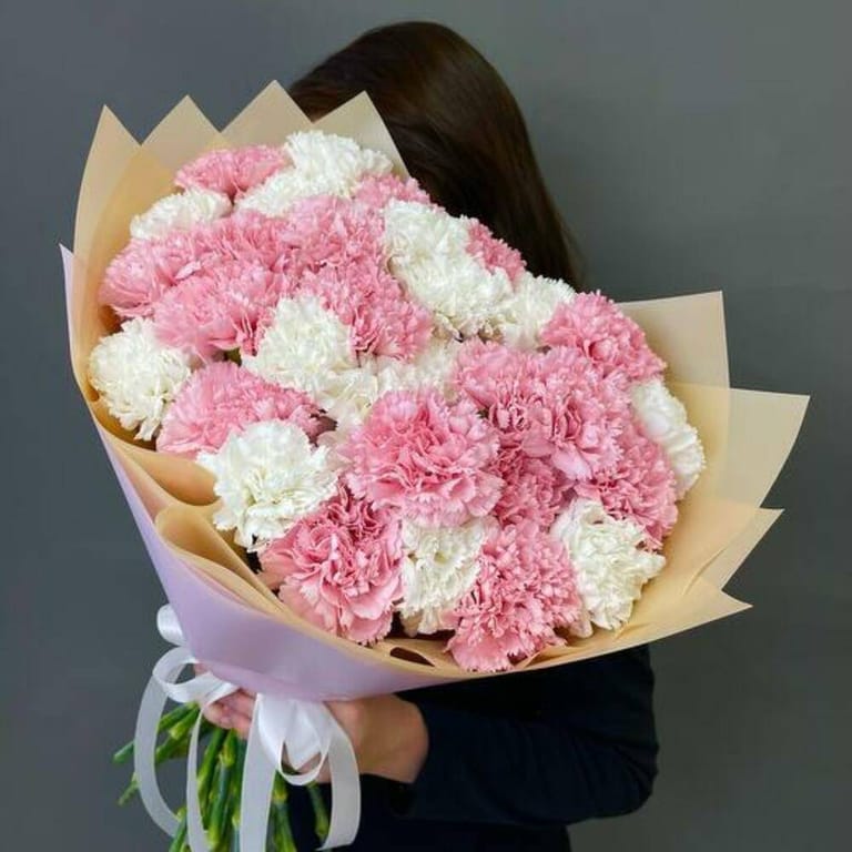 Pink And White Carnations Luxury Bouquet-A736 - Image 3