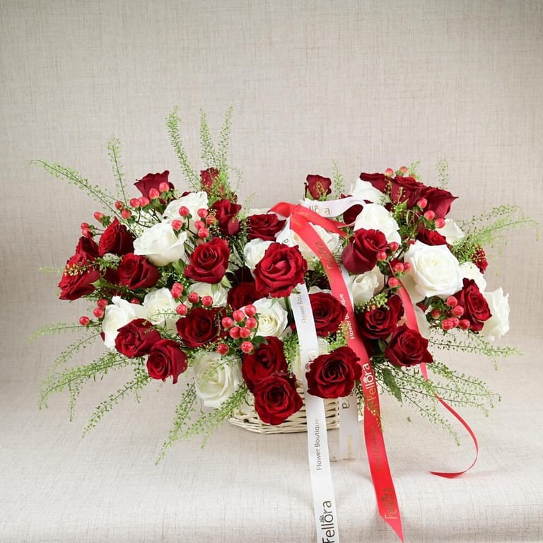 Red And White Roses Grand Luxury Basket-A777 - Image 3