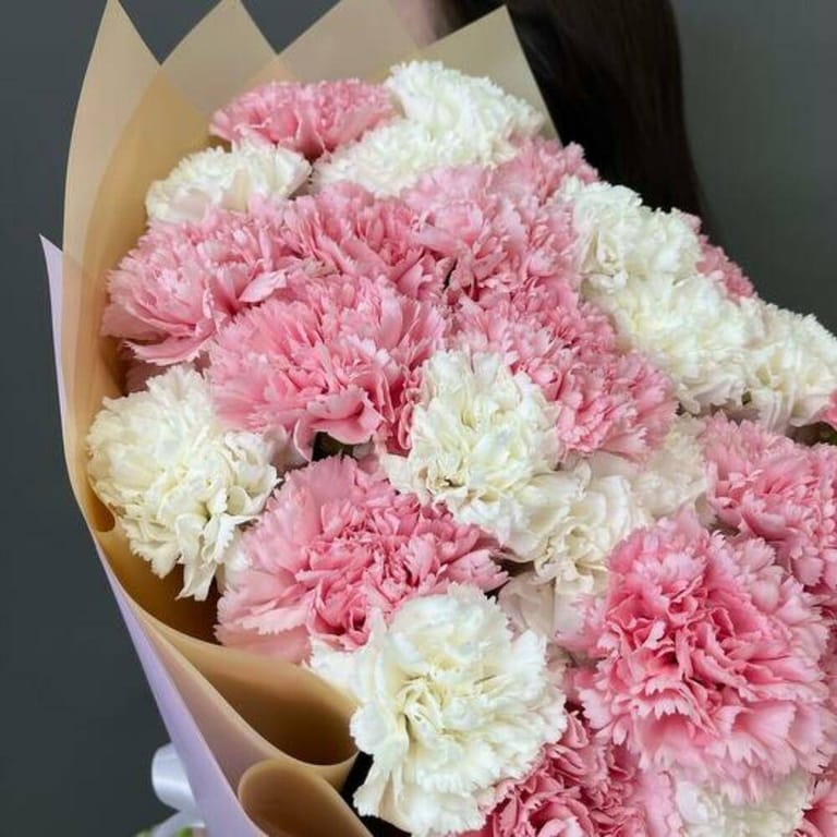 Pink And White Carnations Luxury Bouquet-A736 - Image 4