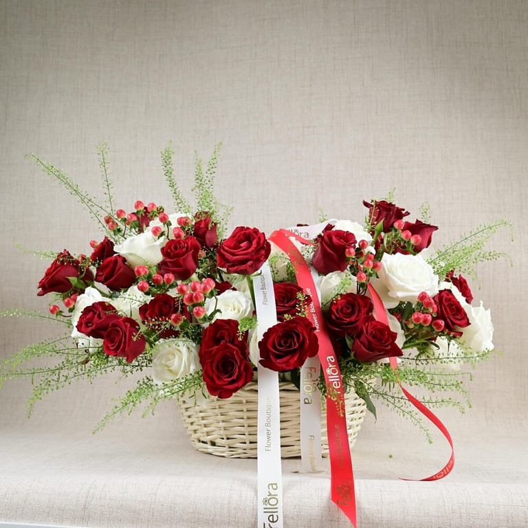 Red And White Roses Grand Luxury Basket-A777 - Image 4