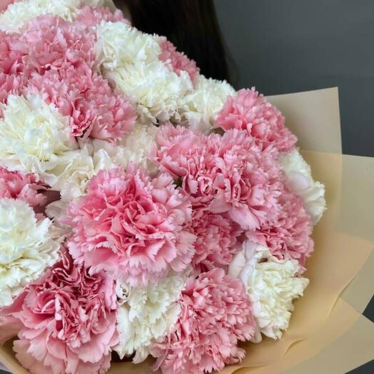 Pink And White Carnations Luxury Bouquet-A736 - Image 5