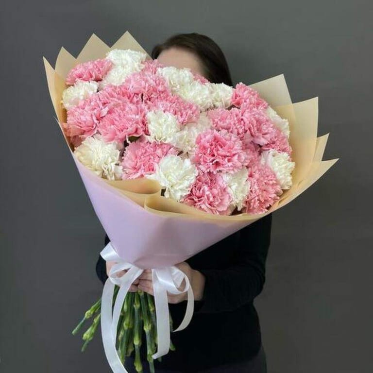 Pink And White Carnations Luxury Bouquet-A736 - Image 6