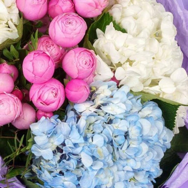 Pink Peony Roses And Mixed Hydrangea Luxury Bouquet-A787 - Image 5