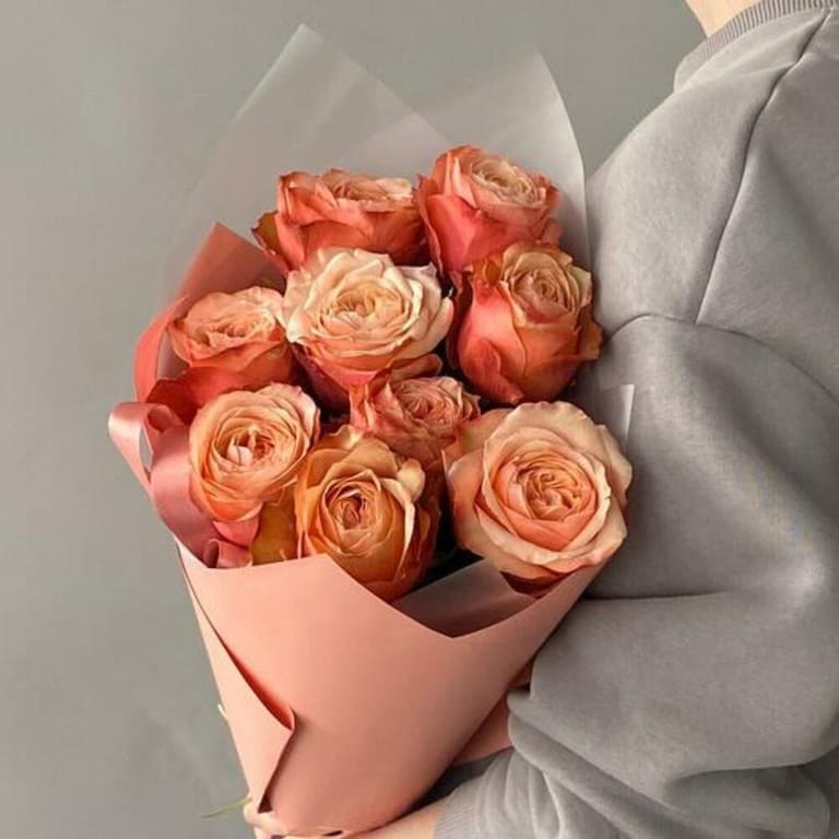Peach Garden Roses Luxury Bouquet-A812 - Image 2