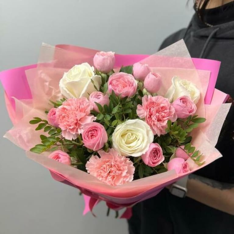 Peony Spray Roses And Carnations Luxury Bouquet-A818 - Image 1