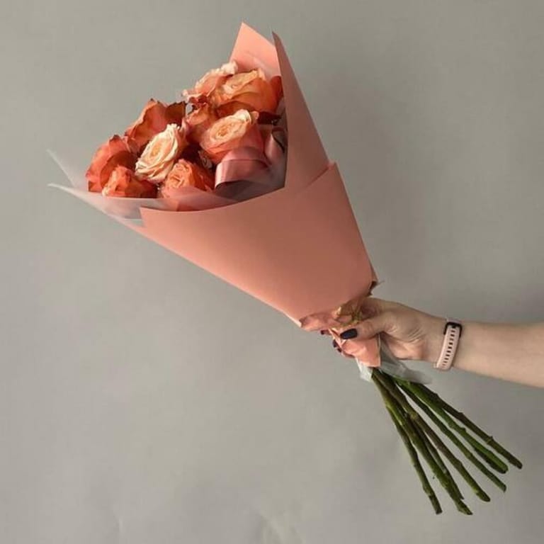 Peach Garden Roses Luxury Bouquet-A812 - Image 3