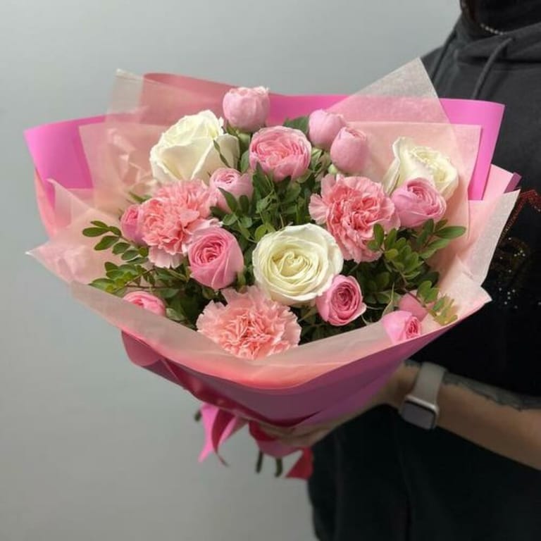 Peony Spray Roses And Carnations Luxury Bouquet-A818 - Image 2