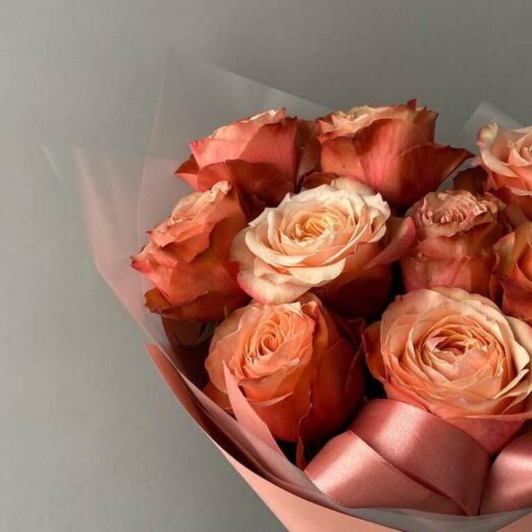 Peach Garden Roses Luxury Bouquet-A812 - Image 4