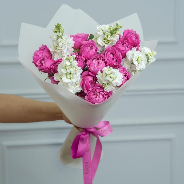 Peony Spray Roses And Matthiola Bouquet-A815 - Image 4