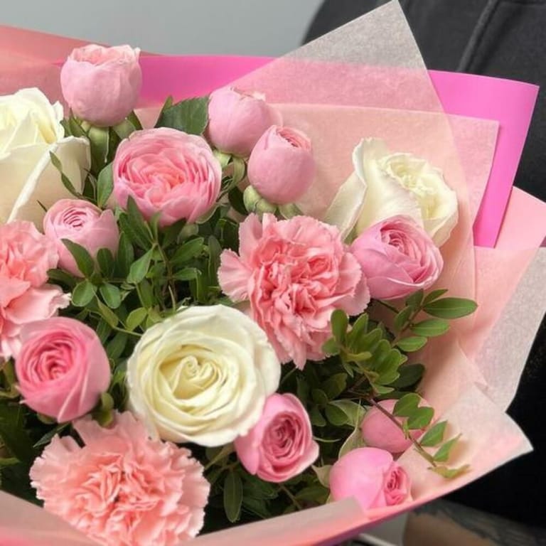 Peony Spray Roses And Carnations Luxury Bouquet-A818 - Image 4