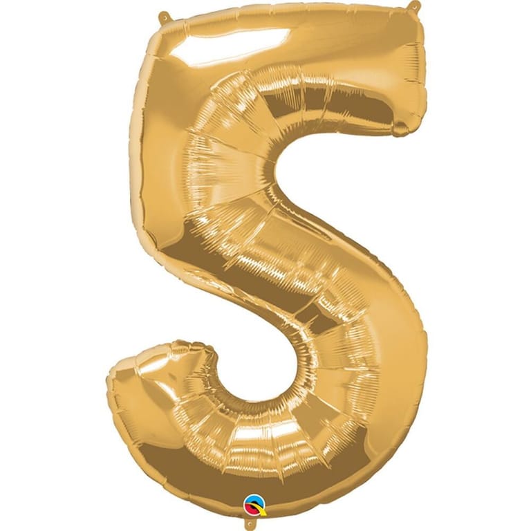 Gold Number Five Helium Foil Balloon-A848 - Image 1