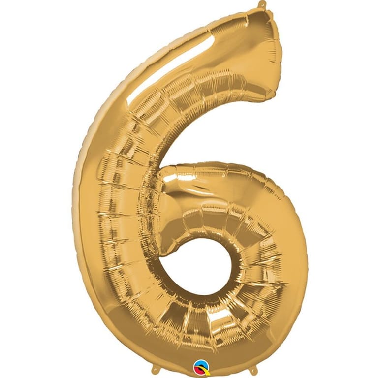 Gold Number Six Helium Foil Balloon-A852 - Image 1