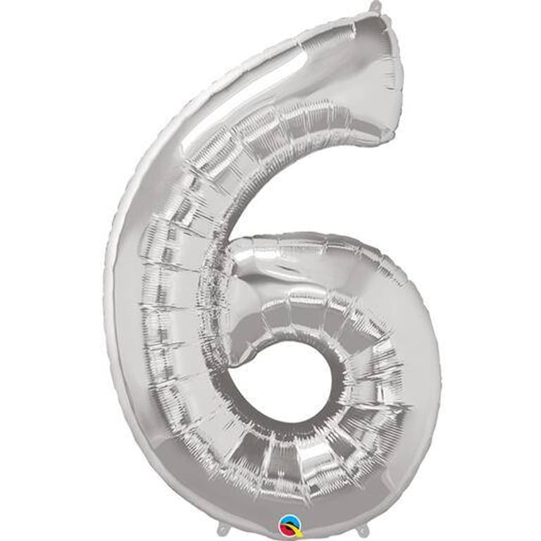 Silver Number Six Helium Foil Balloon-A853 - Image 1