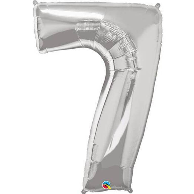 Silver Number Seven Helium Foil Balloon-A857 - Image 1
