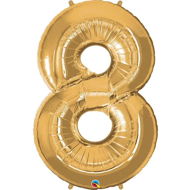 Gold Number Eight Helium Foil Balloon-A860 - Image 1