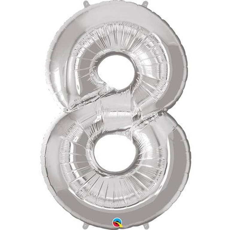 Silver Number Eight Helium Foil Balloon-A861 - Image 1