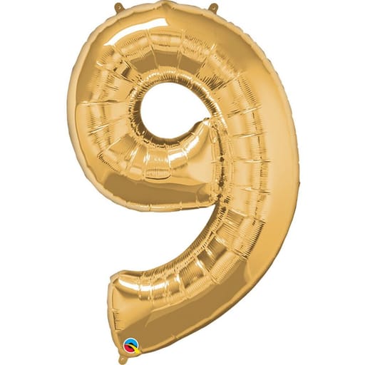 Gold Number 9 Helium Foil Balloon-A864
