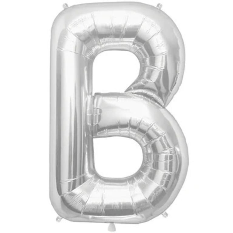 Silver Letter B Helium Foil Balloon-A870 - Image 1
