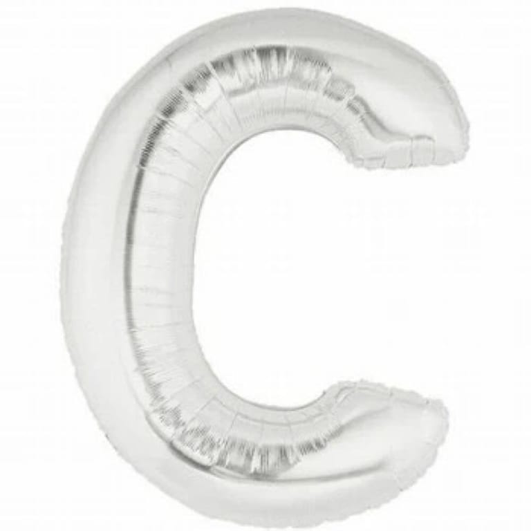 Silver Letter C Helium Foil Balloon-A872 - Image 1