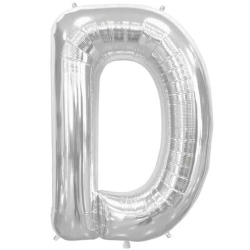 Silver Letter D Helium Foil Balloon-A874