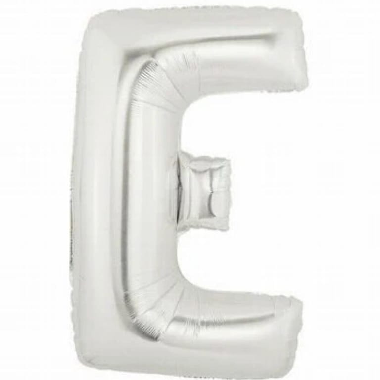Silver Letter E Helium Foil Balloon-A876 - Image 1