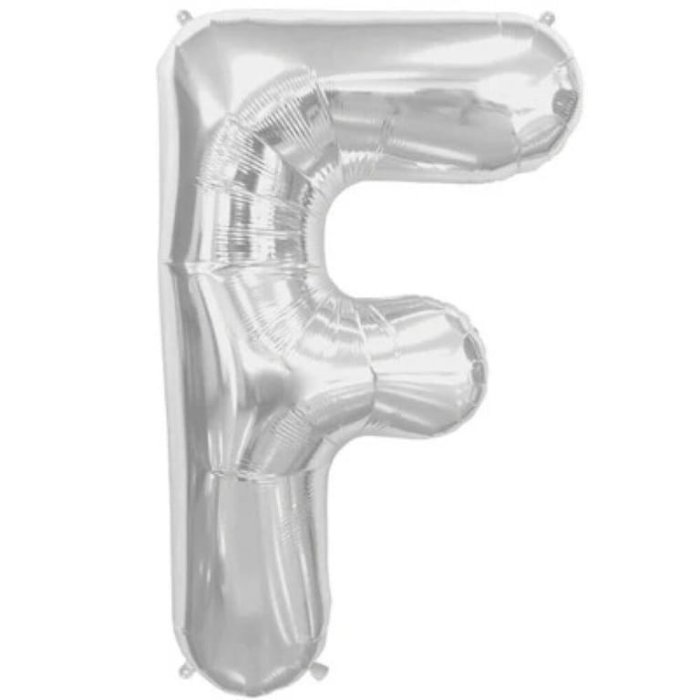 Silver Letter F Helium Foil Balloon-A878 - Image 1