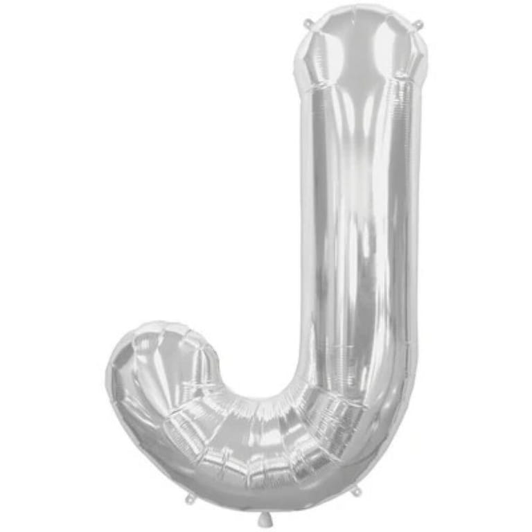 Silver Letter J Helium Foil Balloon-A886 - Image 1