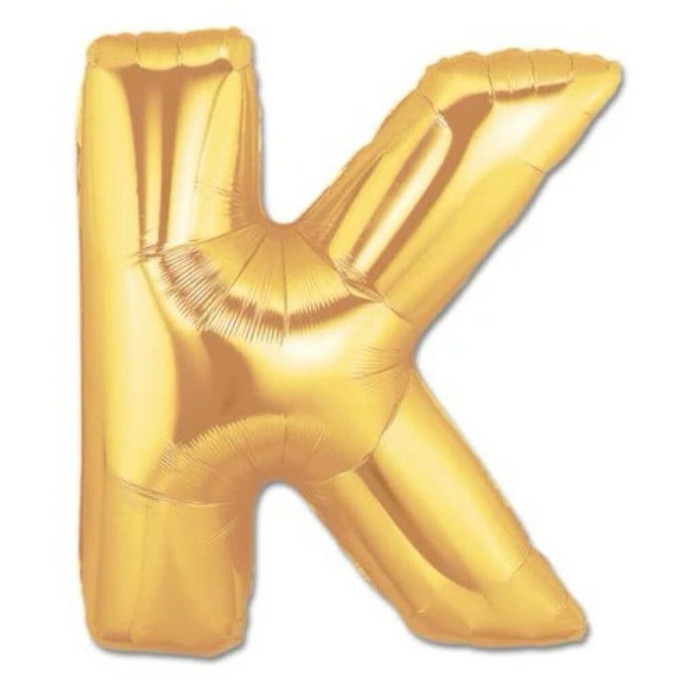 Gold Letter K Helium Foil Balloon-A887 - Image 1