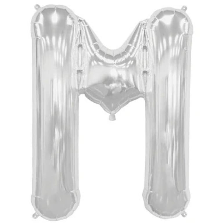 Silver Letter M Helium Foil Balloon-A892 - Image 1