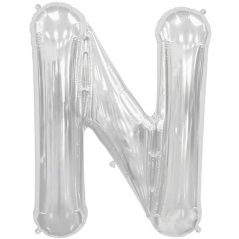 Silver Letter N Helium Foil Balloon-A894 - Image 1