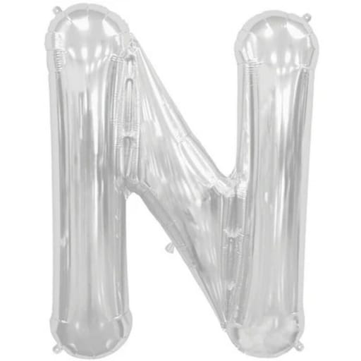 Silver Letter N Helium Foil Balloon-A894