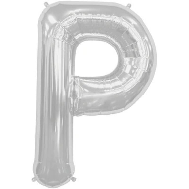 Silver Letter P Helium Foil Balloon-A898 - Image 1
