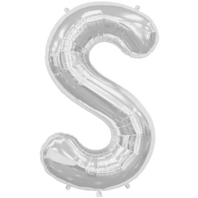 Silver Letter S Helium Foil Balloon-A904 - Image 1