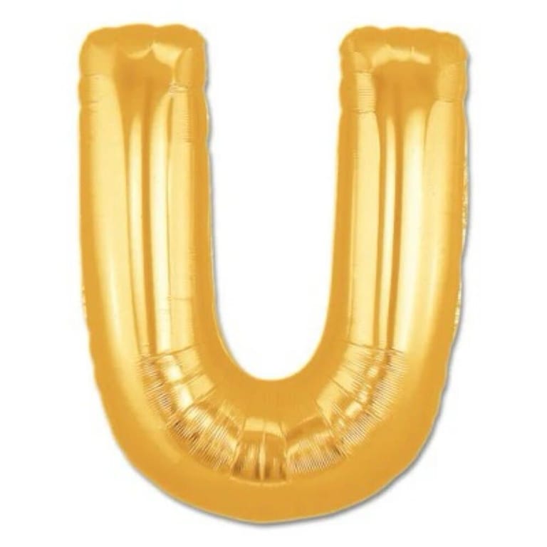Gold Letter U Helium Foil Balloon-A907 - Image 1
