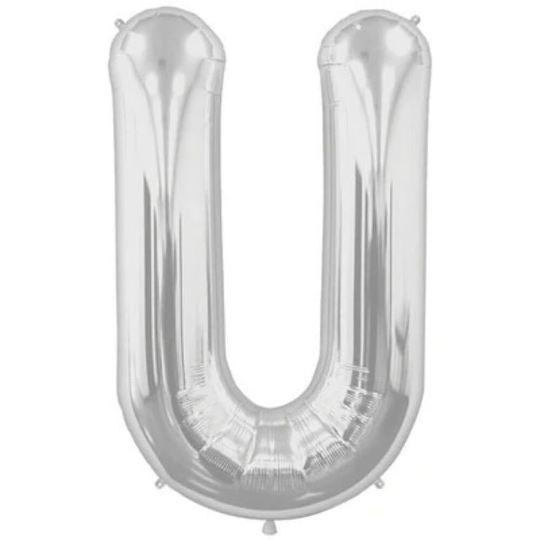 Silver Letter U Helium Foil Balloon-A908 - Image 1