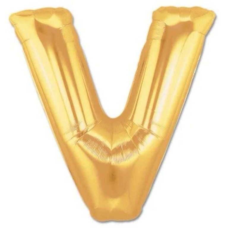 Gold Letter V Helium Foil Balloon-A909 - Image 1