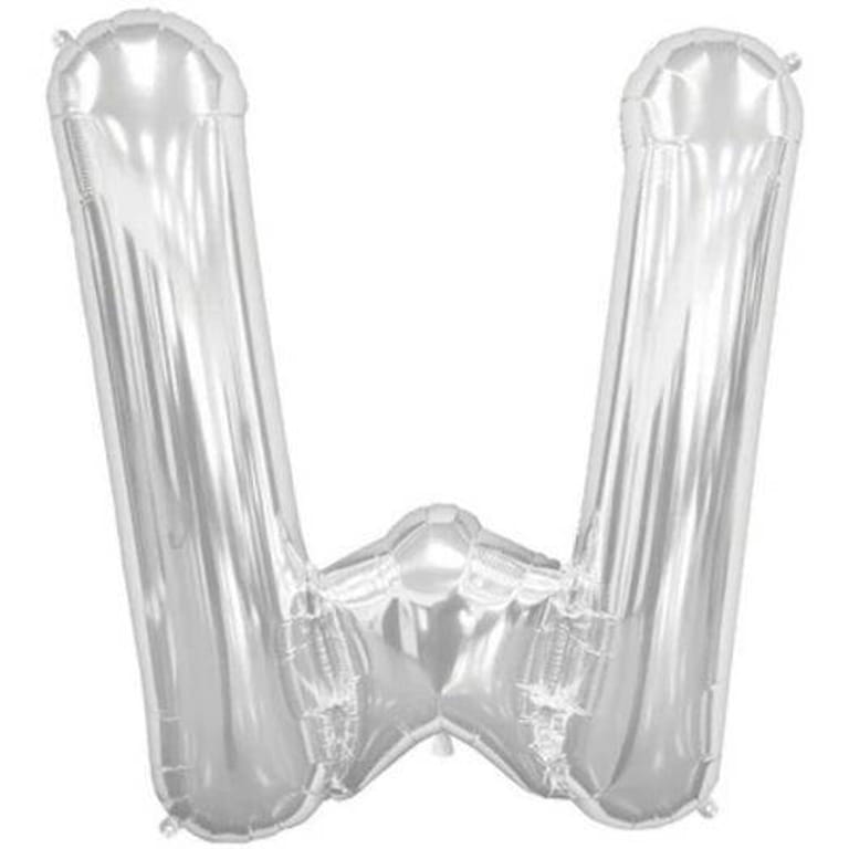 Silver Letter W Helium Foil Balloon-A912 - Image 1
