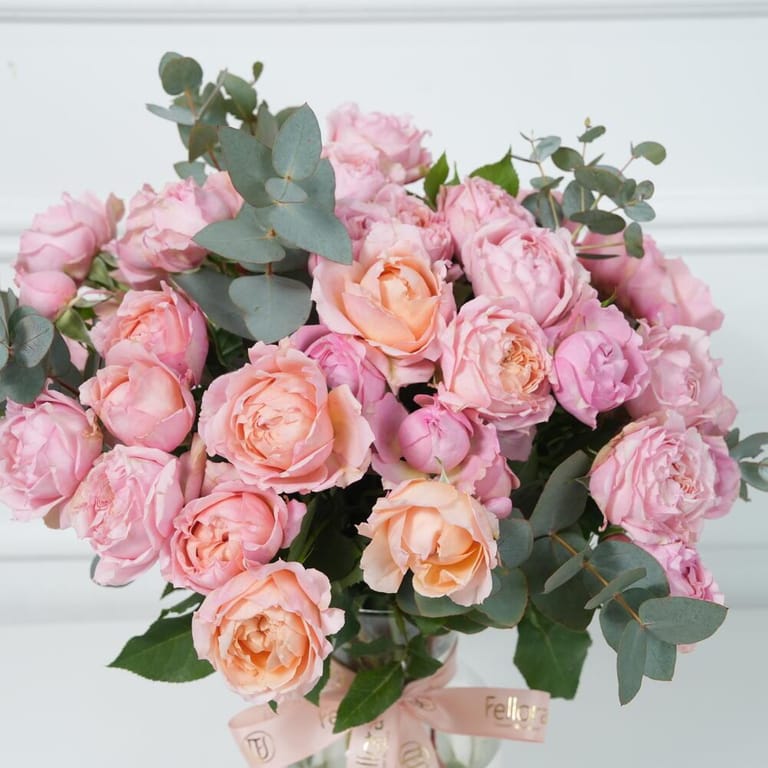 Julietta Peony Roses And Eucalyptus Vase Arrangement-A943 - Image 2
