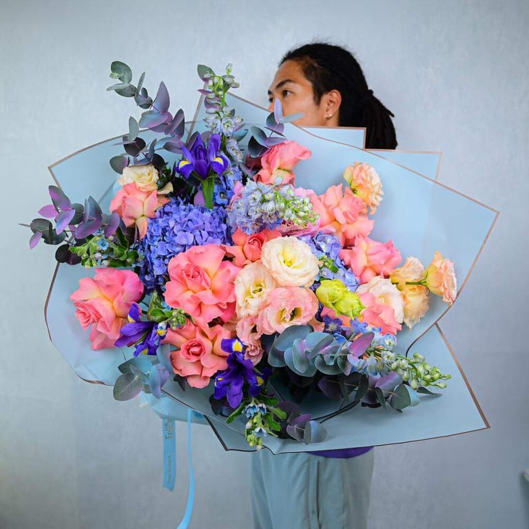 Luxury Pink And Purple Mixed Flower Bouquet-A976 - Image 1