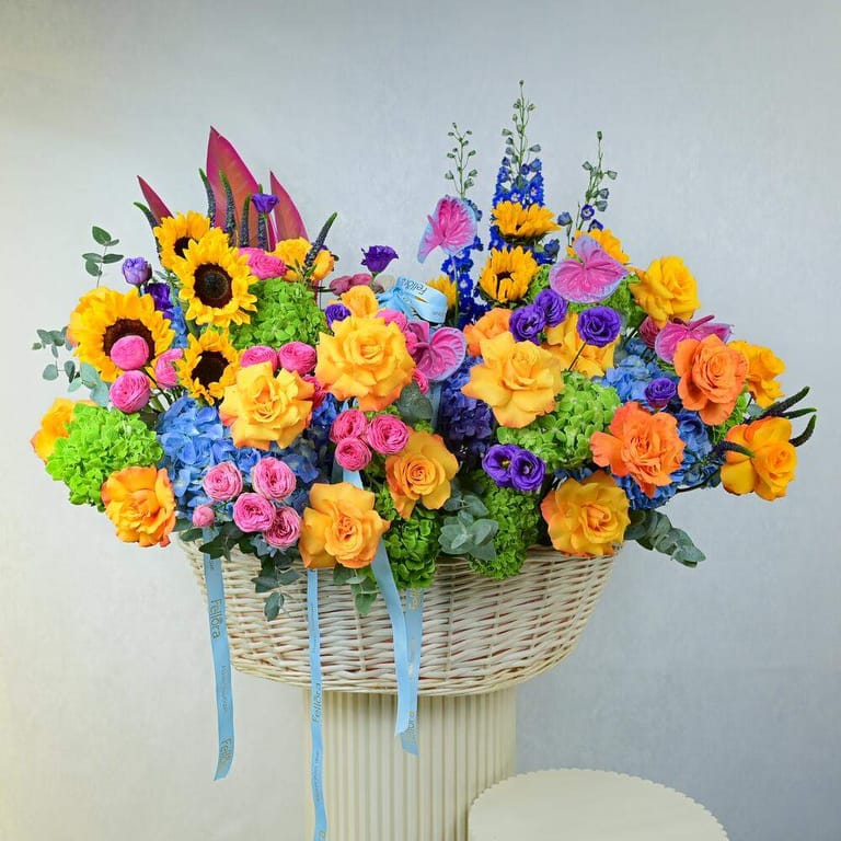 Luxury Colorful Mixed Flowers Basket-A960 - Image 2
