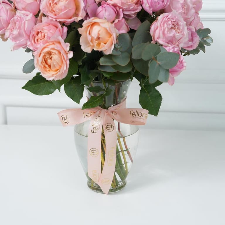 Julietta Peony Roses And Eucalyptus Vase Arrangement-A943 - Image 4